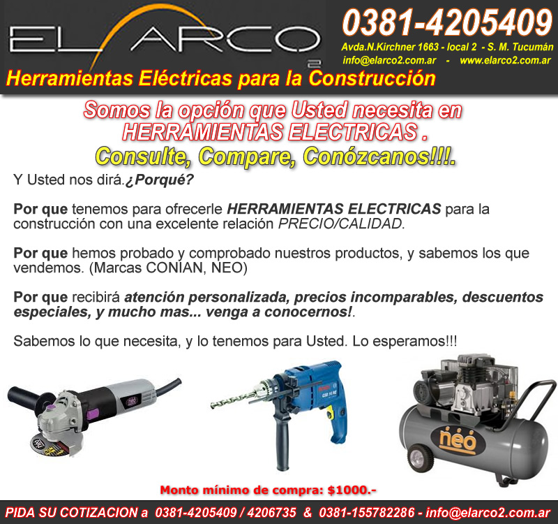 HERRAMIENTAS ELECTRICAS, amoladoras, taladros, sierra circular, soldador, compresor,ventas en Tucuman