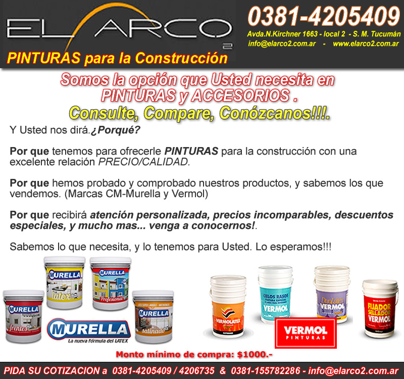 Pinturas, Latex, Selladores, esmalte sintetico, Impermeabilizantes, enduidos, accesorios, tucuman